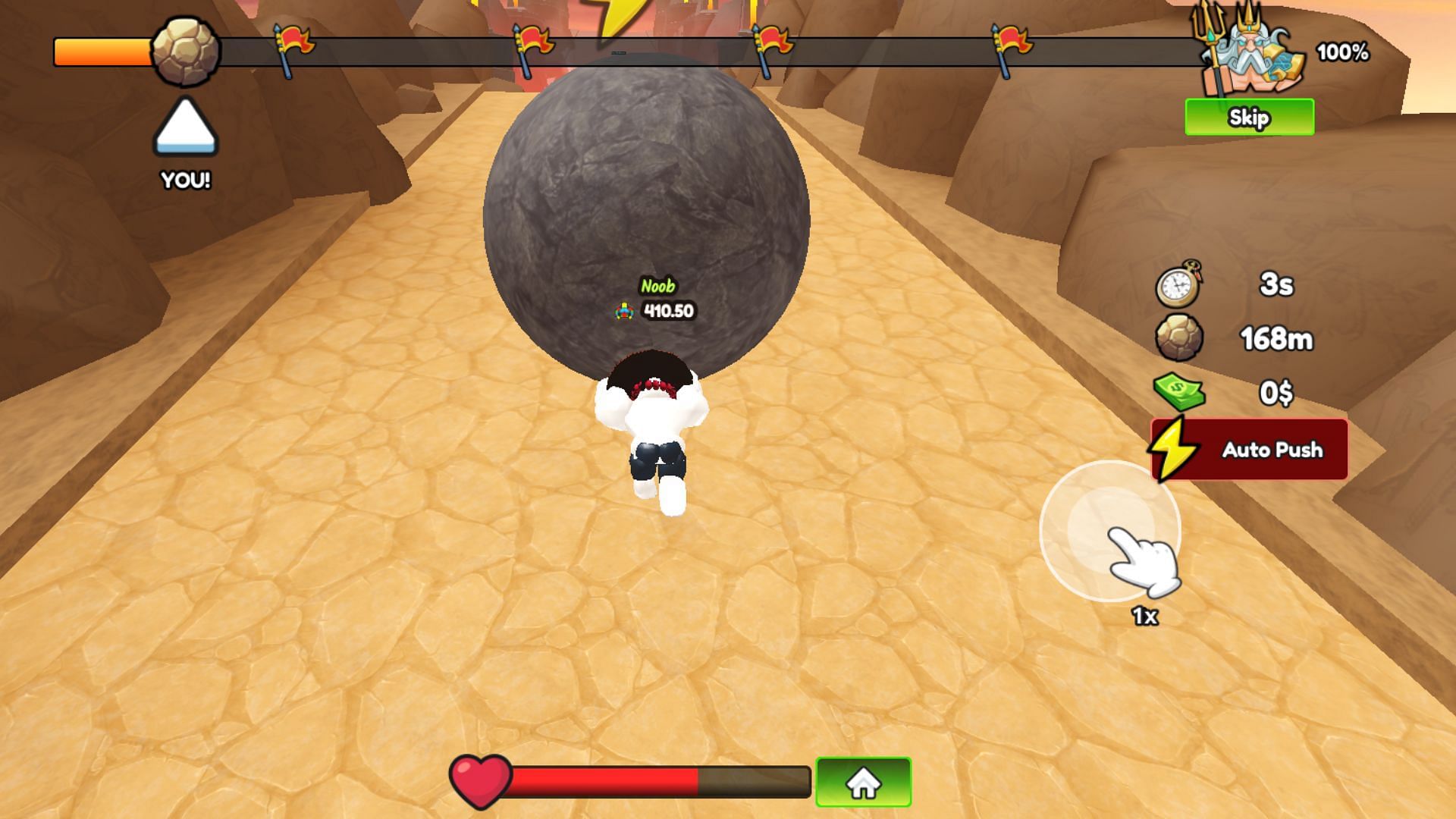 Get Cash as a reward for crossing checkpoints (Image via Roblox)